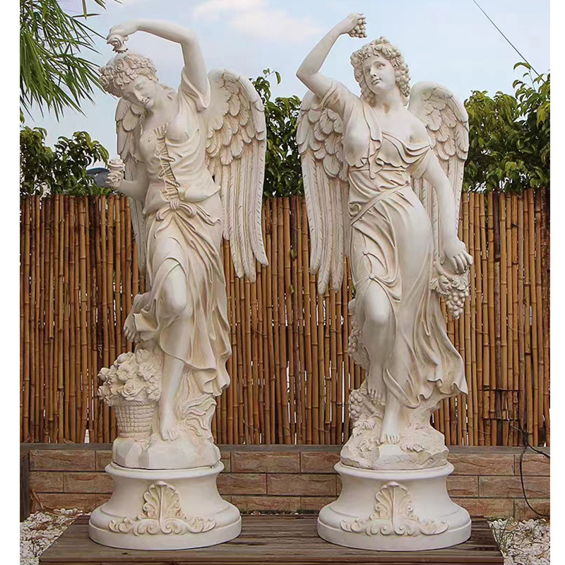 Marble Stone Sculpture Life-size屋外の庭の装飾の女性