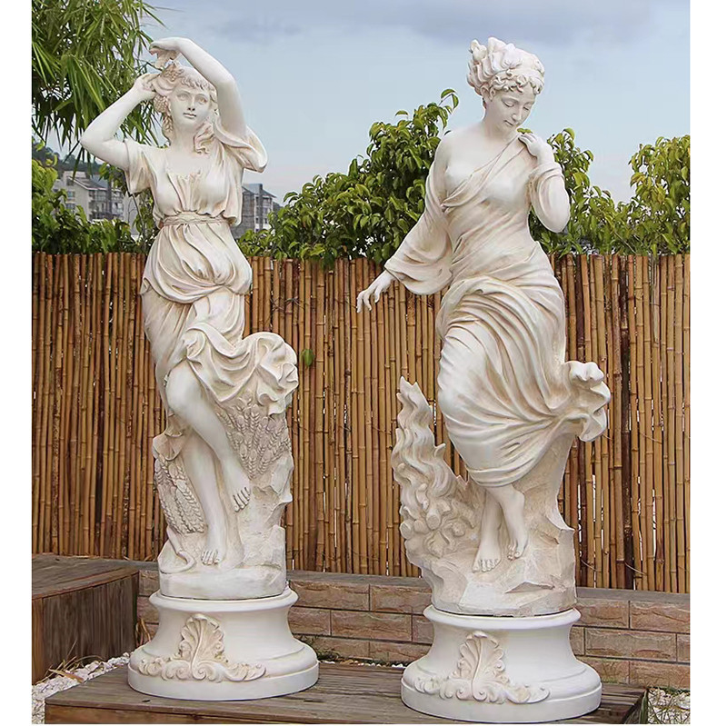 Marble Stone Sculpture Life-size屋外の庭の装飾の女性