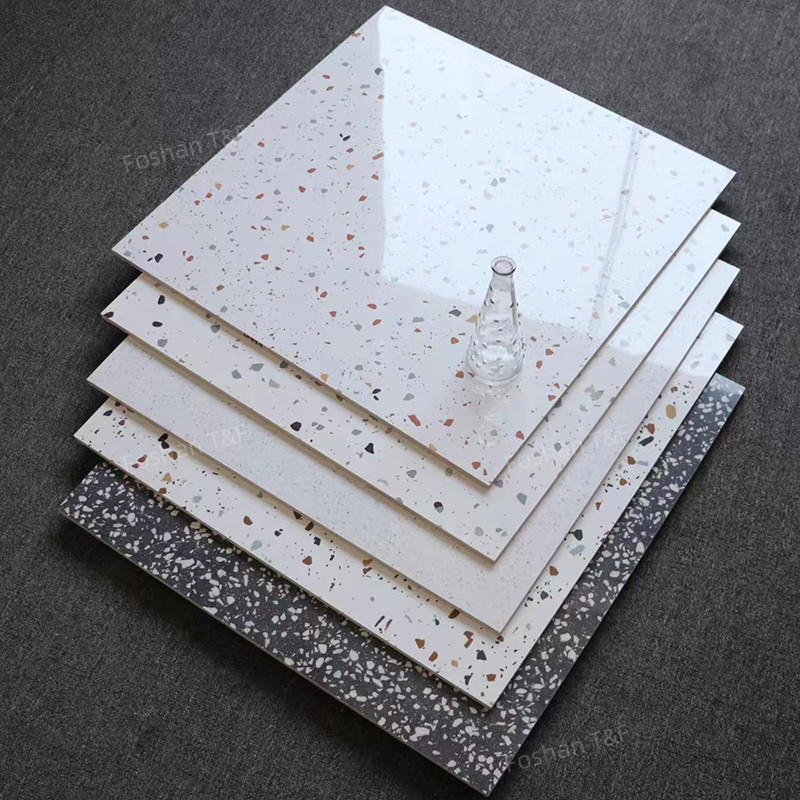 60 × 60 センチメートル高光沢ポリッシュ施釉テラゾータイルリビングルームキッチンバスルーム壁床