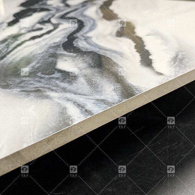 パンダ ホワイトマーブル ポーセランタイル 600x1200mm リビングルームの壁飾り ショッピングモールのための豪華石